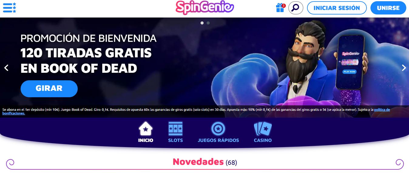 Reclama 120 tiradas gratis de bienvenida en SpinGenie