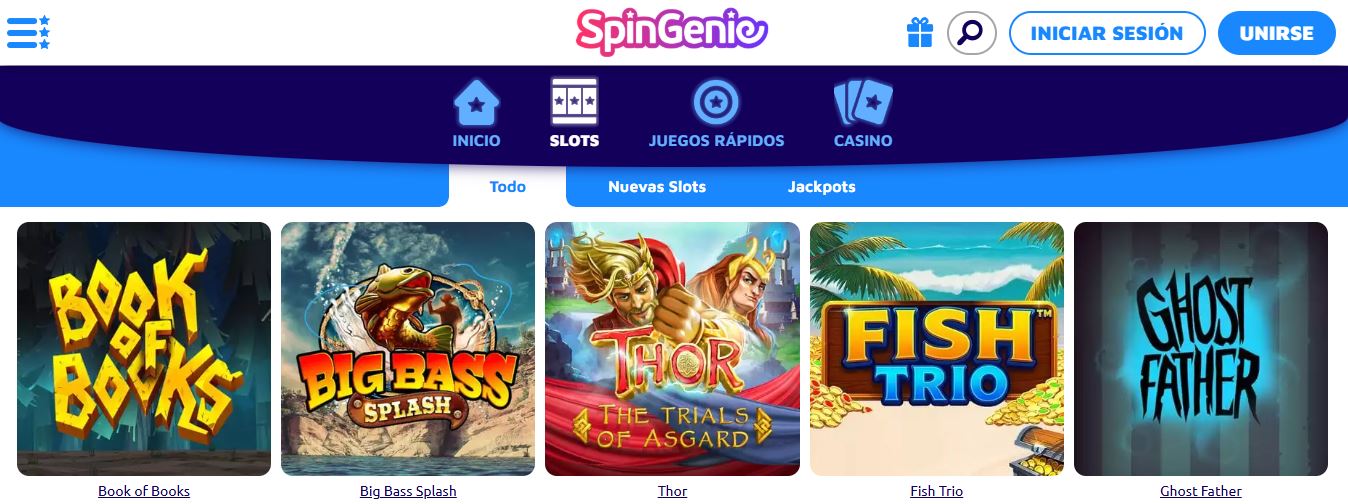 Busca y juega tus slots favoritas en SpinGenie casino